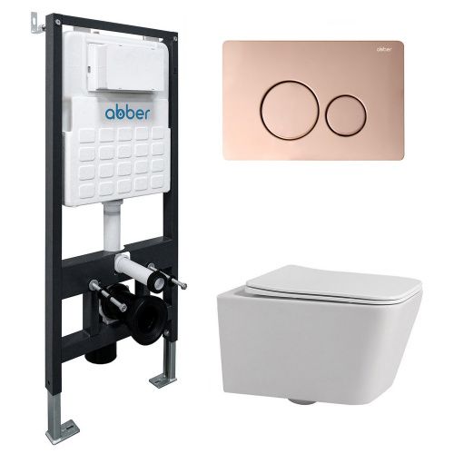 Комплект сантехническая инсталляция с клавишей смыва Abber Rechteck AC1201-AC0105-AC0121RG
