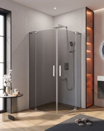 Душевой уголок Cezares SLIDER SLIDER-R-2-90/100-GRIGIO-Cr 90х90 стекло тонированное профиль хром без поддона