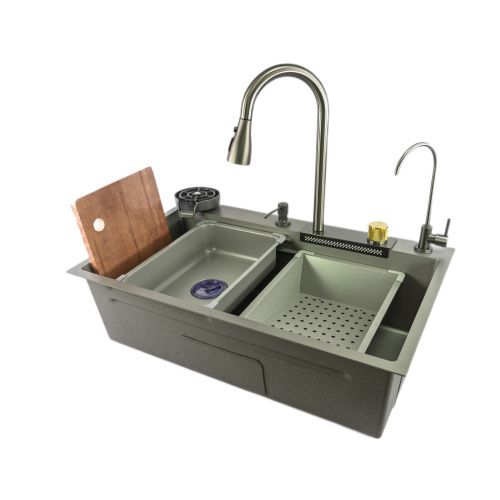 Кухонная мойка Fmark FSC003T 75х45 цвет серый поверхность матовая