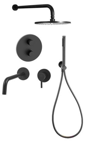 Душевая система Paffoni Light KITLIQ018NO006 встраиваемая в стену цвет черный с термостатом