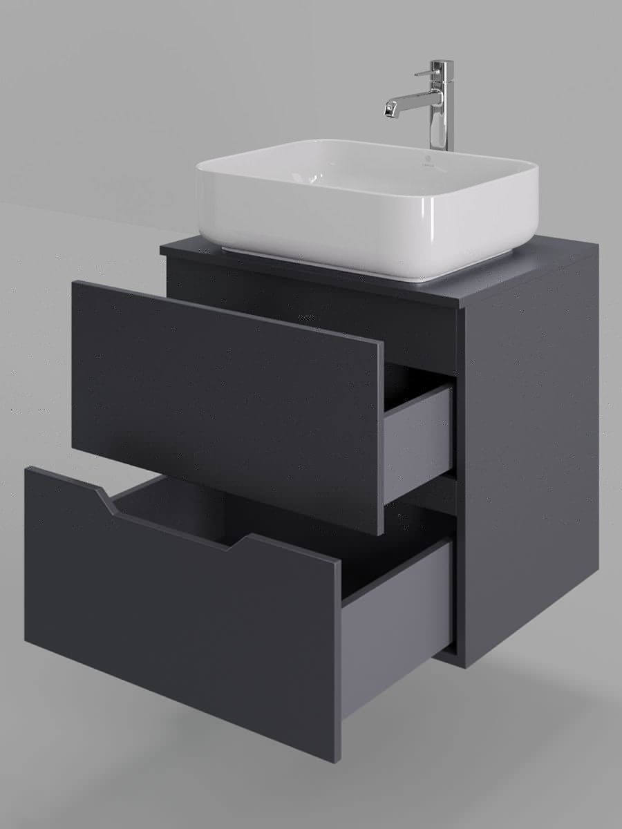 Тумба с раковиной Orange Line Li-60TugMDF+B05-500W 60х50 подвесная цвет черный - фото 4