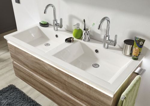 Раковина из искусственного камня Puris Ace WME122D1 120х50 накладная цвет белый 2 отверстия под смеситель