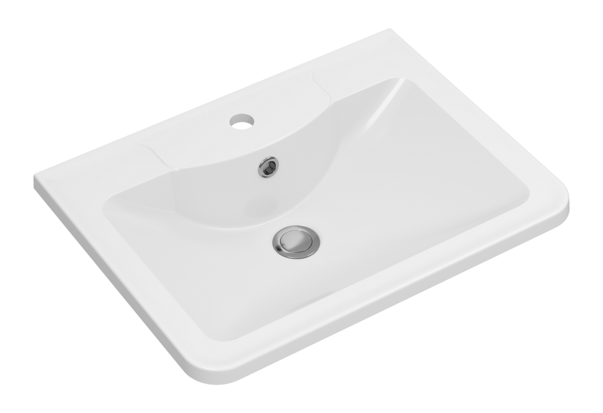 Раковина мебельная из искусственного камня Florentina Аллегро 60 10.020.00600.001 60х50 накладная цвет белый 1 отверстие под смеситель