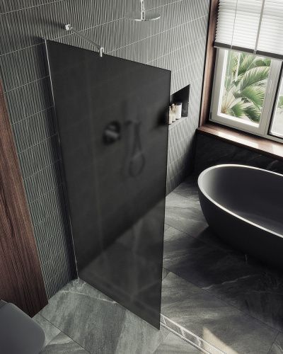 Душевая перегородка Maybah Glass MGD-687-1у 120х195 стекло тонированное профиль белый