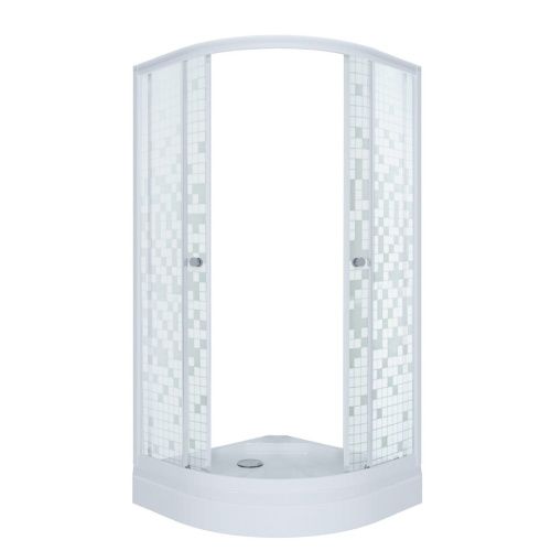 Душевой уголок Тритон Стандарт Щ0000061803 90х90 стекло с рисунком профиль белый с поддоном