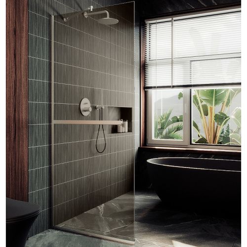 Душевая перегородка Maybah Glass MGD-709-5у 110х195 стекло тонированное профиль хром