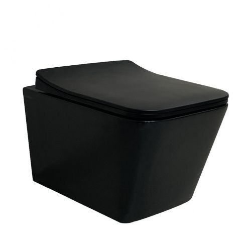 Унитаз подвесной CeramaLux 5170МВ черный с сиденьем микролифт безободковый каскадный смыв