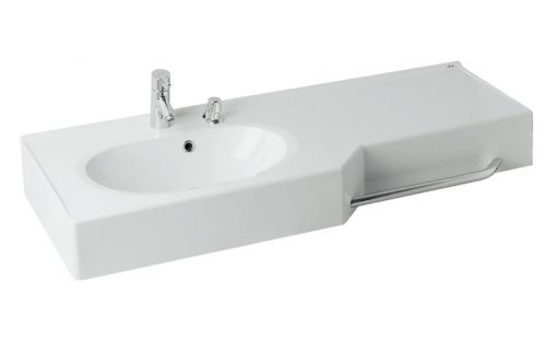 Раковина из искусственного камня Aquaton Отель 1A70113WOT01L 130х50 подвесная цвет белый 1 отверстие под смеситель