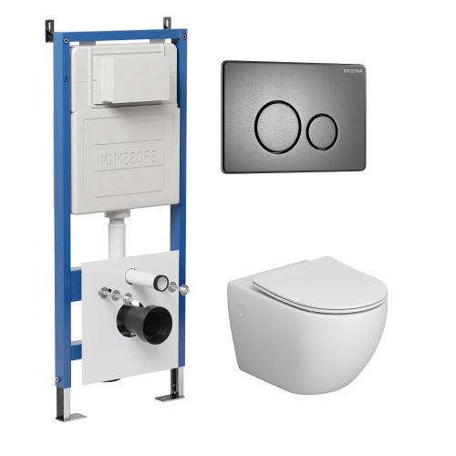 Инсталляция + кнопка смыва + унитаз Grossman Style 97.4411S.05.42M