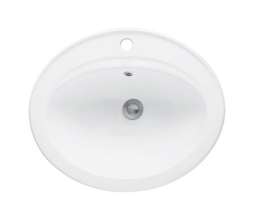 Раковина из сантехнического фаянса CeramaLux 9413 60х50 встраиваемая цвет белый 1 отверстие под смеситель