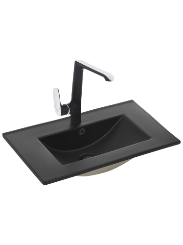 Раковина из сантехнического фаянса WeltWasser WW SK 10000005565 50 см встраиваемая цвет черный 1 отверстие под смеситель