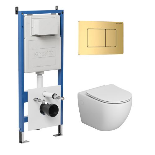 Инсталляция + кнопка смыва + унитаз Grossman Classic 97.4411S.04.30M