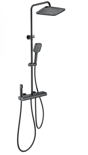 Душевая стойка Wonzon & Woghand Muse WW-B4129-MB настенная цвет черный с термостатом