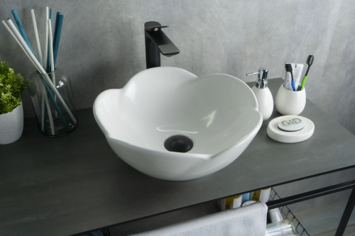 Раковина керамическая Gid Esfera 51162 40х40 накладная цвет белый без отверстий под смеситель