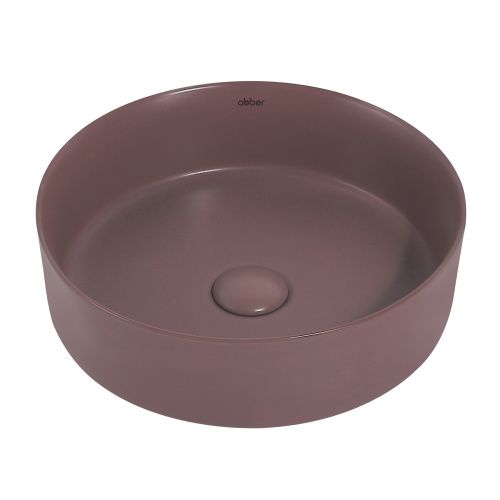 Раковина из сантехнического фаянса Abber BEQUEM AC2108MC 40х40 накладная цвет коричневый без отверстий под смеситель