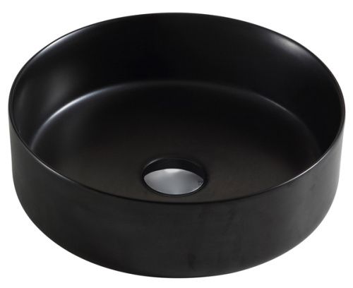 Раковина из сантехнического фаянса Azario AZ-3134-MB 40х40 накладная цвет черный без отверстий под смеситель