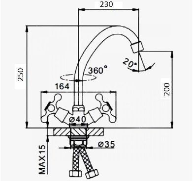Смеситель для кухни D-Lin D153819-H на мойку хром - фото 2