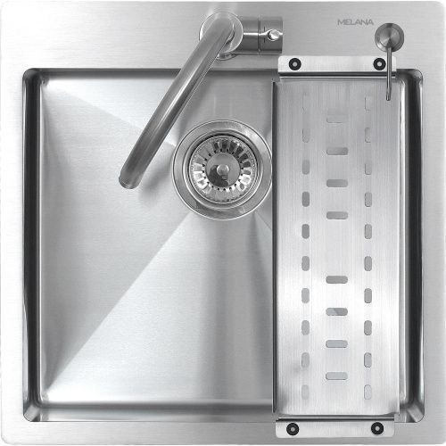 Кухонная мойка Melana ProfLine MLN-R5050H+дозатор+коландер 50х50 цвет серый поверхность матовая