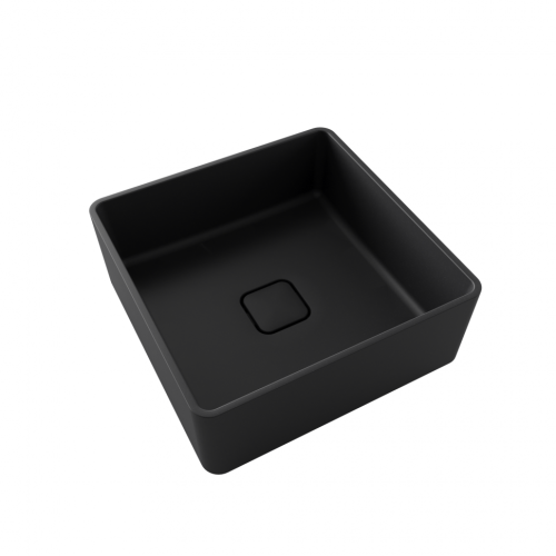 Раковина из искусственного камня Florentina Одри 4040 10.320.00400.302 40х40 накладная цвет черный без отверстий под смеситель