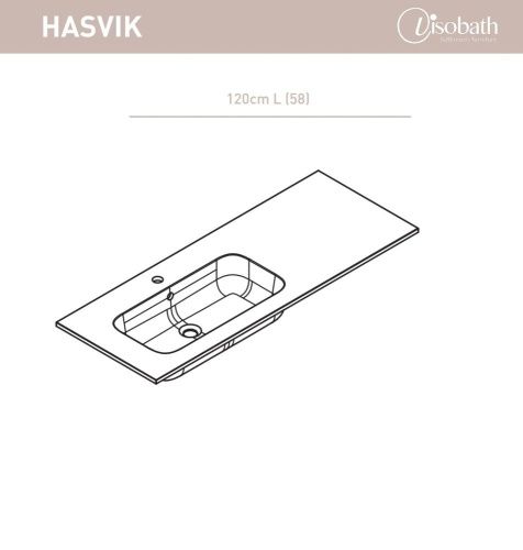 Раковина из искусственного камня Visobath Hasvik 84537 120х50 встраиваемая цвет белый 1 отверстие под смеситель
