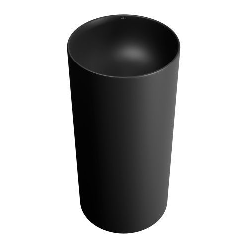 Раковина из сантехнического фарфора Wellsee Callipy Art 328904000 42х42 напольная цвет черный матовый без отверстий под смеситель