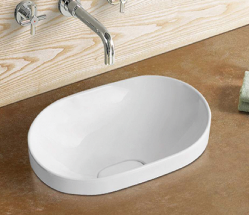 Раковина из сантехнического фаянса CeramaLux 5006B 60х40 встраиваемая цвет белый без отверстий под смеситель