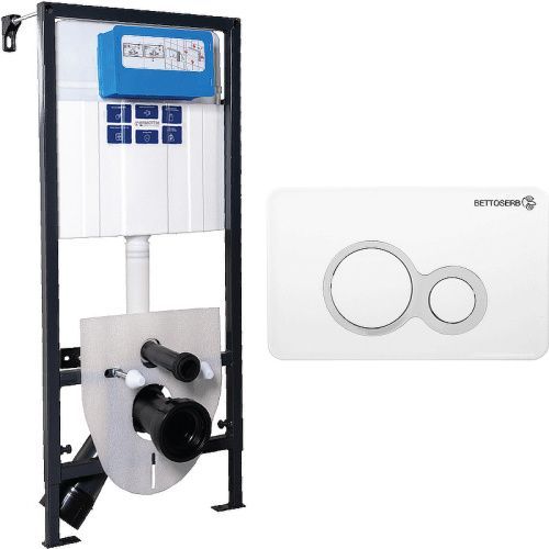 Инсталляция Bettoserb Sava Fix Slim SET40006458 с клавишей смыва DUO белый глянец/хром глянец