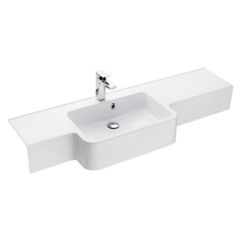 Раковина из искусственного камня Aquaton Hotel 1A709431PI01L 150х40 подвесная цвет белый 1 отверстие под смеситель