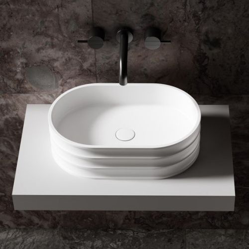 Раковина из искусственного камня Abber STEIN AS2650 60х40 накладная цвет белый без отверстий под смеситель