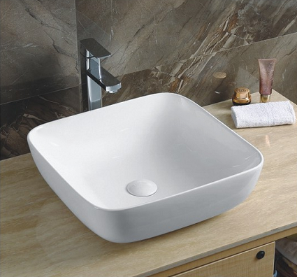 Раковина из сантехнического фаянса CeramaLux 9439 50х50 накладная цвет белый без отверстий под смеситель