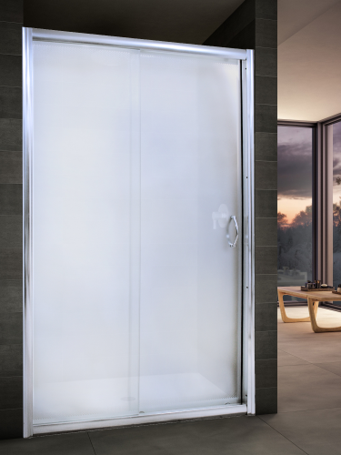 Душевая дверь River BERING 10000002016 140х185 стекло матовое профиль хром