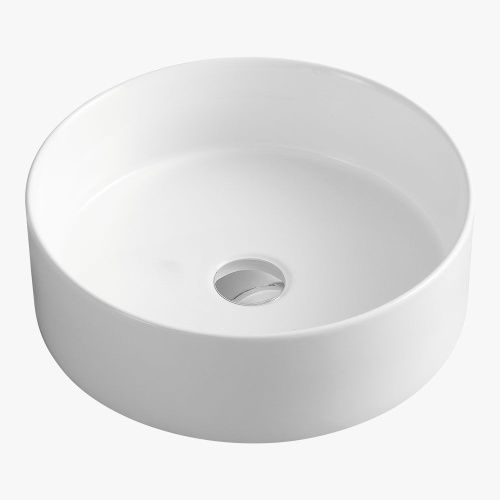 Раковина из сантехнического фарфора Sintesi SIN-LVB-APP-416 40х40 накладная цвет белый без отверстий под смеситель