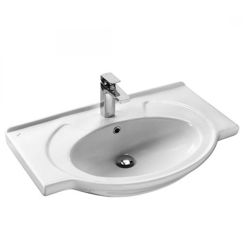 Раковина из сантехнического фарфора Santek Байкал 1WH110259 80х50 встраиваемая цвет белый 1 отверстие под смеситель