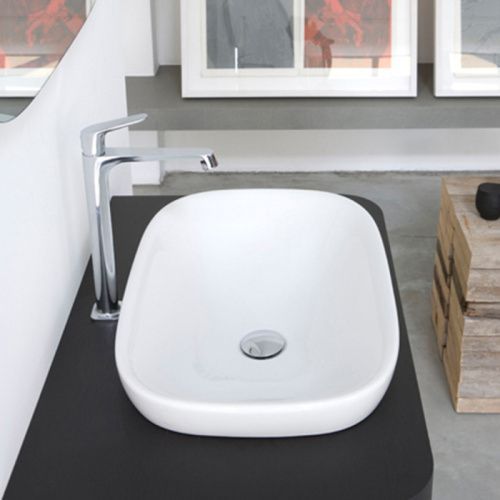 Раковина керамическая Globo Genesis GE042.BI*0 60х40 встраиваемая цвет белый без отверстий под смеситель