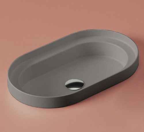 Раковина керамическая Artceram Fuori scala TFL033 15 00 60х40 встраиваемая цвет серый без отверстий под смеситель