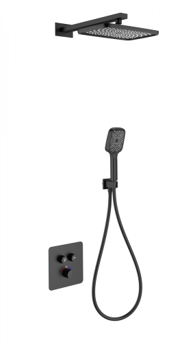 Душевая система Wonzon & Woghand WW-B4003-MB встраиваемая в стену цвет черный с термостатом