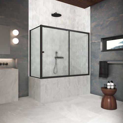 Душевая шторка на ванну Vegas-Glass ZV+ZVF Protec ZV+ZVF Protec 180*90 02М 02 180х140 стекло рифленое профиль черный ориентация универсальная