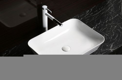 Раковина из сантехнического фарфора Milleau MIEL MU0021-GW 60х40 накладная цвет белый без отверстий под смеситель