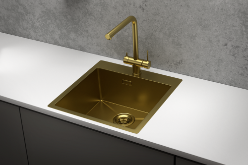 Кухонная мойка Granula 5151, ЗОЛОТО САТИН 50х50 цвет золото поверхность матовая