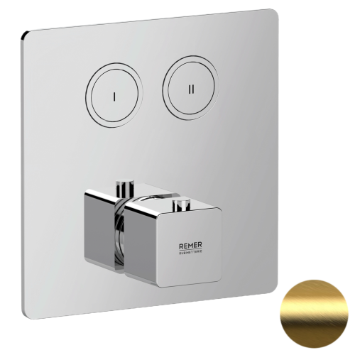 Смеситель для душа Remer Absolute AU99D2KBBG встраиваемый в стену золото с термостатом