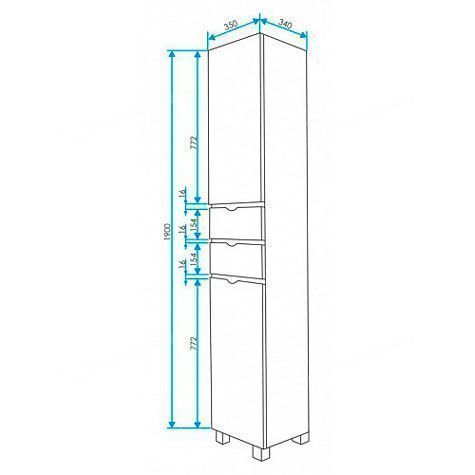 Шкаф-пенал 1MarKa Кода У57595 40х200 напольный цвет белый - фото 3