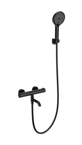 Смеситель для ванны Wonzon & Woghand Inn WW-B2065-A1-MB настенный черный с термостатом