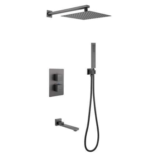 Душевая система Abber AF8250NG встраиваемая в стену цвет серый с термостатом