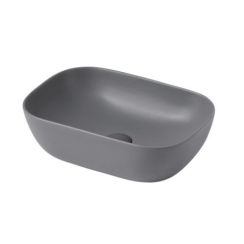 Раковина керамическая Abber RECHTECK AC2200MG 50х30 накладная цвет серый без отверстий под смеситель