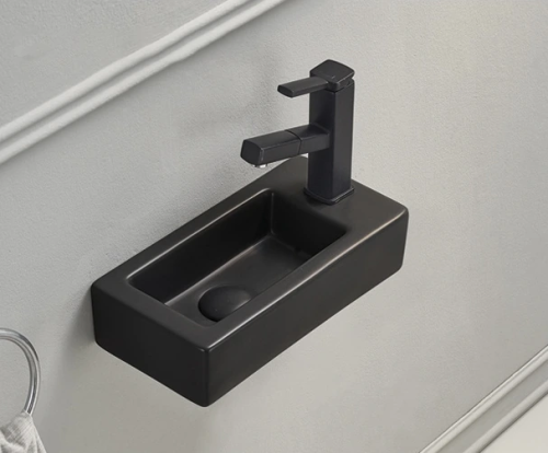 Раковина керамическая Gid Suspendido 62203L 40х20 подвесная цвет черный 1 отверстие под смеситель