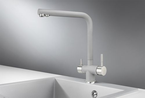 Смеситель для кухни Granula 2305, СЛАНЕЦ на мойку черный/серый