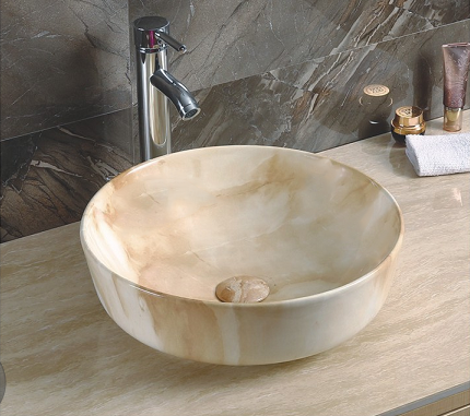 Раковина из сантехнического фаянса CeramaLux 526 40х40 накладная цвет многоцветный без отверстий под смеситель