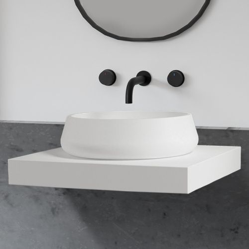 Раковина из искусственного камня Abber STEIN AS2605 60х40 накладная цвет белый без отверстий под смеситель