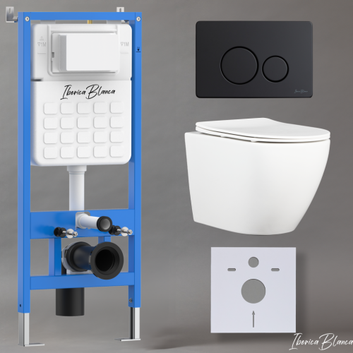 Комплект унитаз с инталляцией и клавишей смыва Iberica Blanca BILBAO ALTO IB001.BLA.231.812