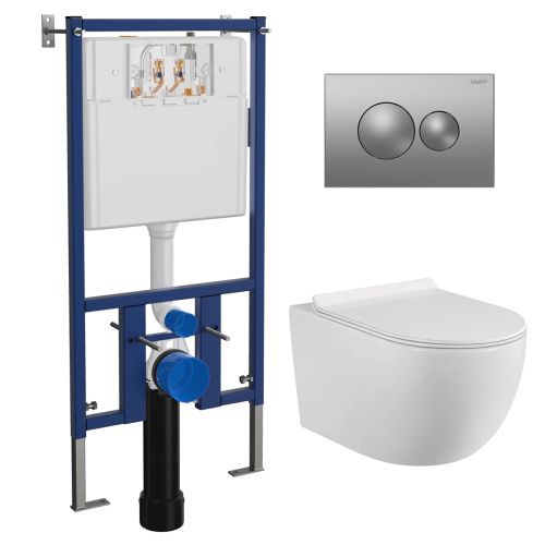 Комплект унитаз с инсталляцией с клавишей смыва Loranto  4501+7311+CS-0017HM